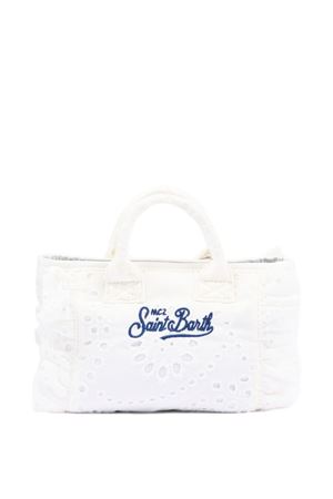 White Sangallo Cotton Mini Ruffle Vanity Bag SAINT BARTH KIDS | VAMI01800434L